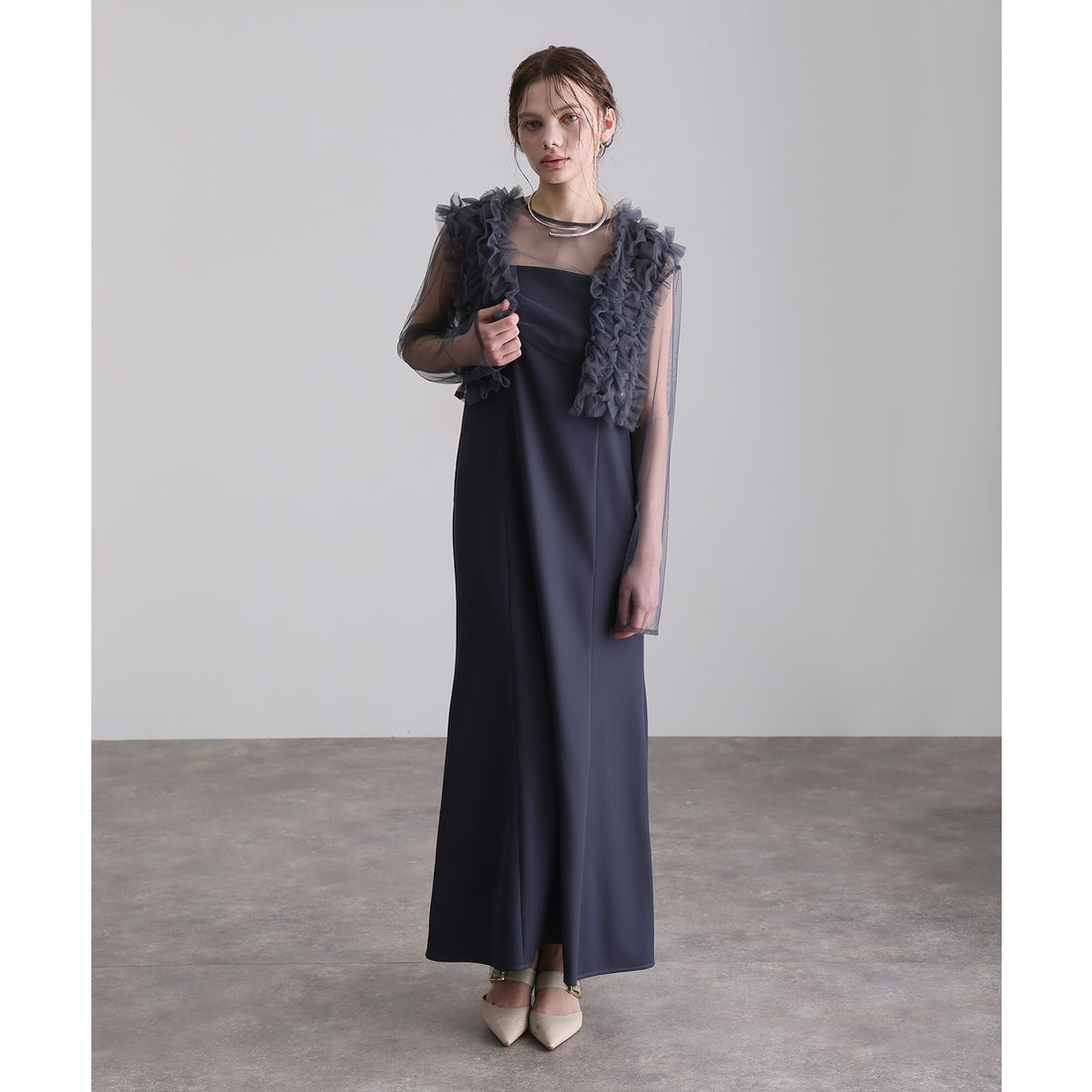 プールヴー PourVous 袖あり&ミモレ丈同窓会3点セットセレモニー結婚式