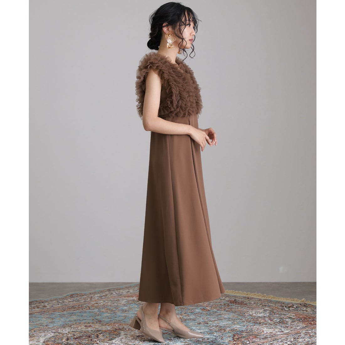 プールヴー PourVous チュールベストパーティードレスお呼ばれ