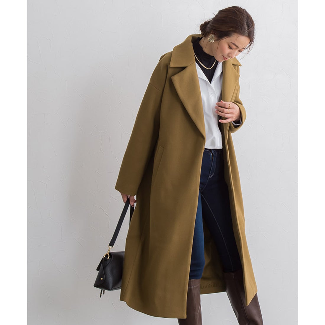 Pierrot メルトンチェスターコート （キャメル） - ファッション通販