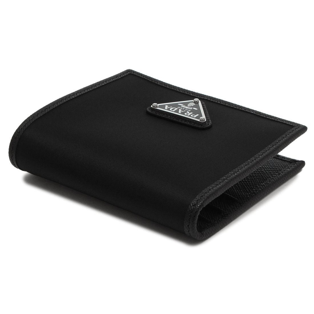 プラダ PRADA 二つ折り財布 トライアングル ブラック メンズ