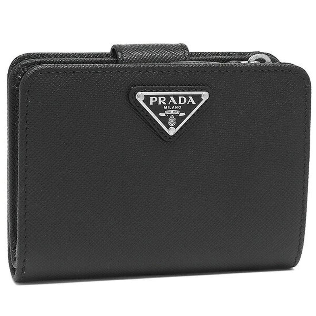 プラダ PRADA 二つ折り財布 サフィアーノトライアングルロゴ ブラック