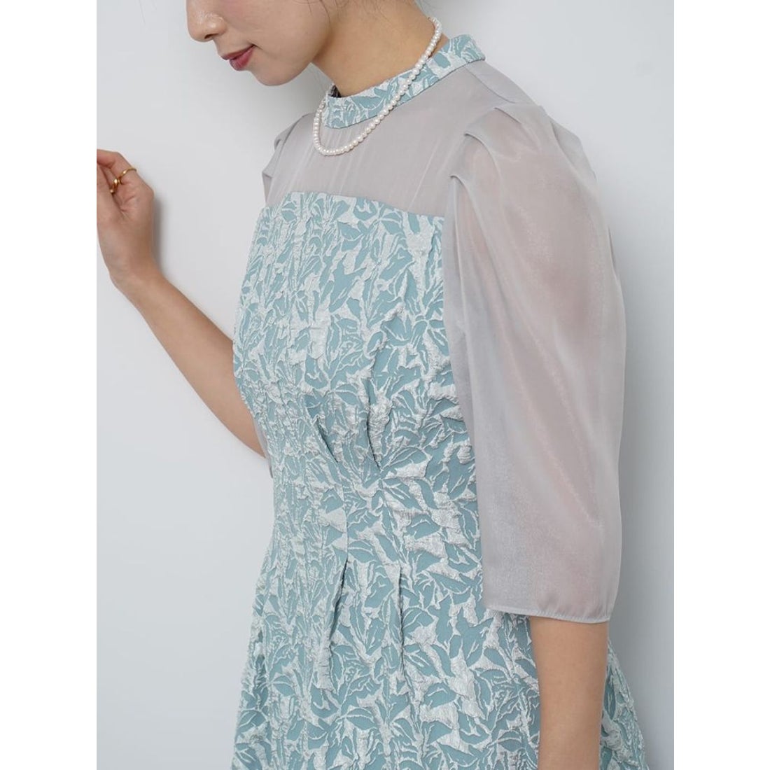 リルフェテ Rire Fete ふくれジャガードバックリボンドレス （ブラック