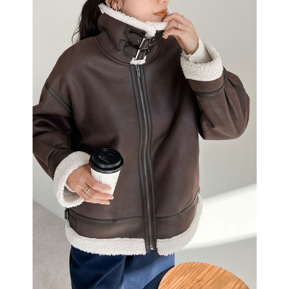 Re:EDIT フェイクレザーボンバージャケット -ファッション通販 FASHION