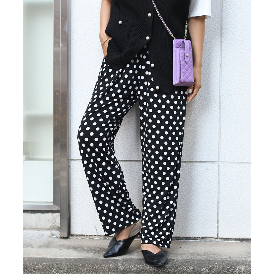 リアルスタイル REAL STYLE ワイドパンツ ガウチョパンツ ドット 柄