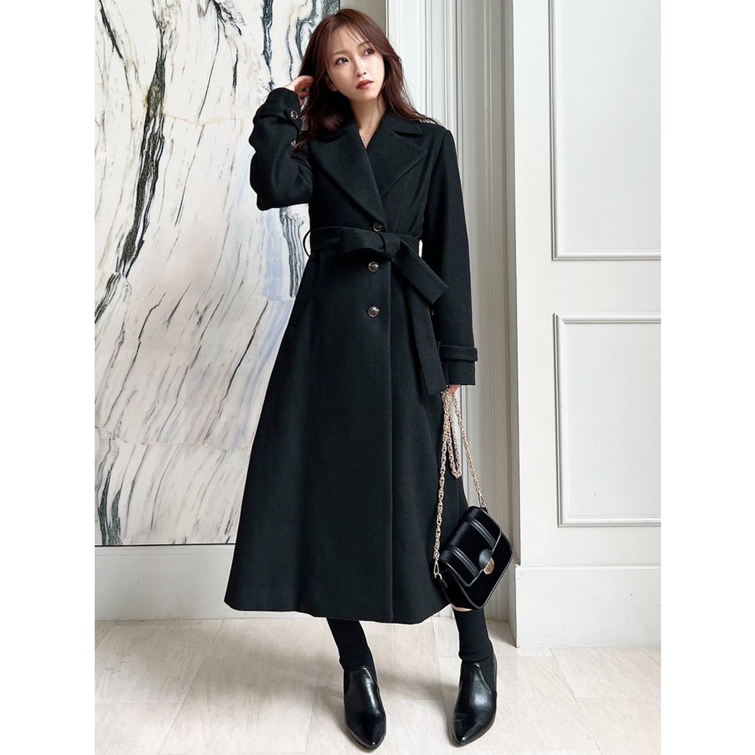 d*2様 Christian Dior ブラック ロングコート ベルト付き Christian