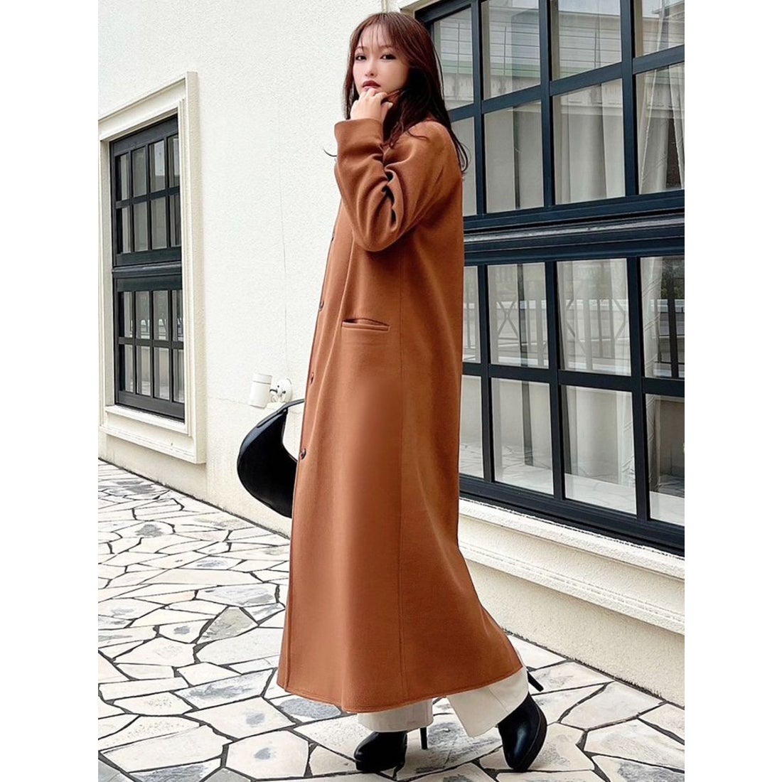 希少 JIL SANDER 上質 キャメル デザイン チェスター ロングコート