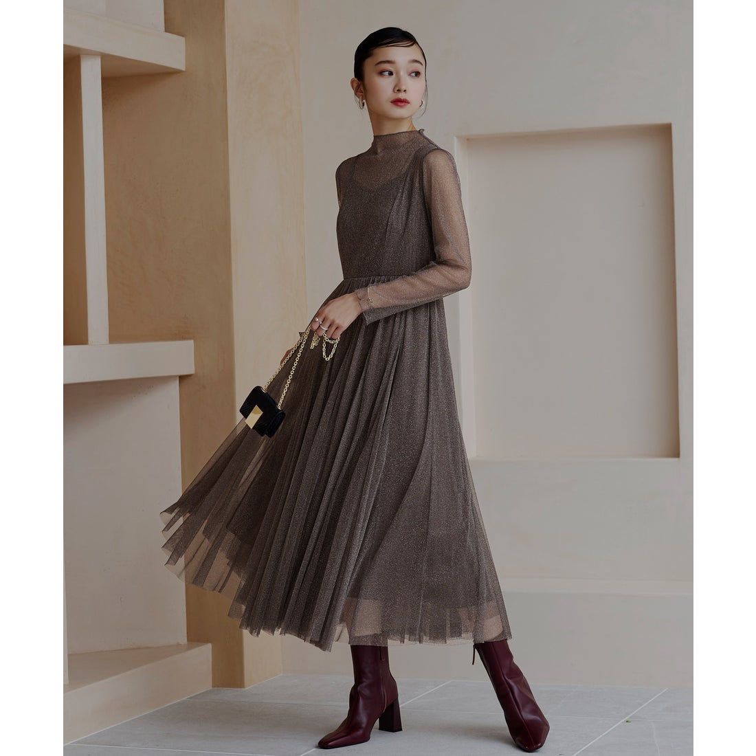 ルイルエブティック RUIRUE BOUTIQUE ラメチュールメロウワンピース