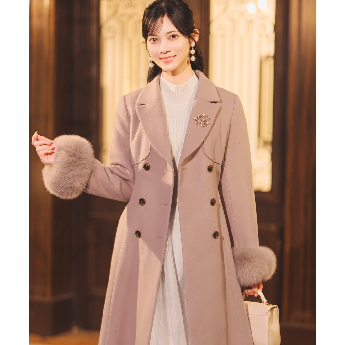 ウィルセレクション WILLSELECTION リアルファー付きウールフレア