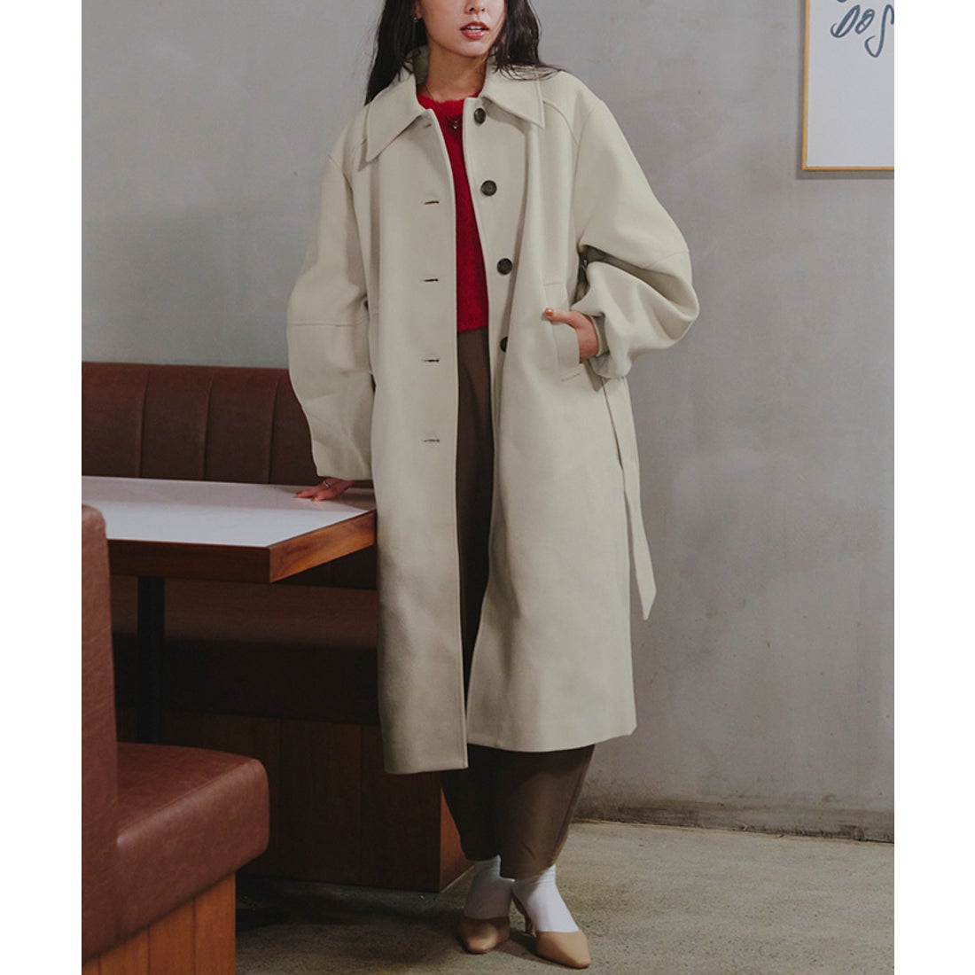 新品未使用】ランタンスリーブコートオリーブ