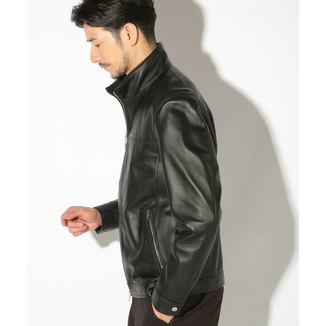 ユニオンステーション UNION STATION ラムレザースタンドカラー