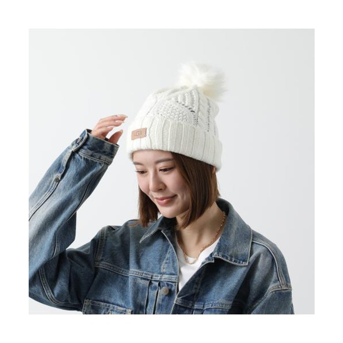 アグ UGG UGG ニット帽 Cable Beanie with Pom 100819 （CHESTNUT