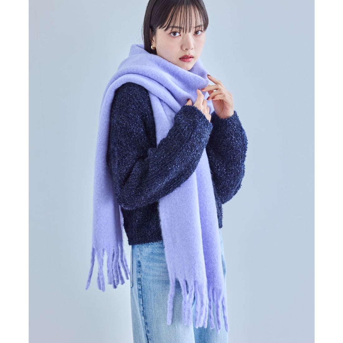 ビス VIS 【リサイクルポリ】ふわふわ太フリンジマフラー （ピンク系