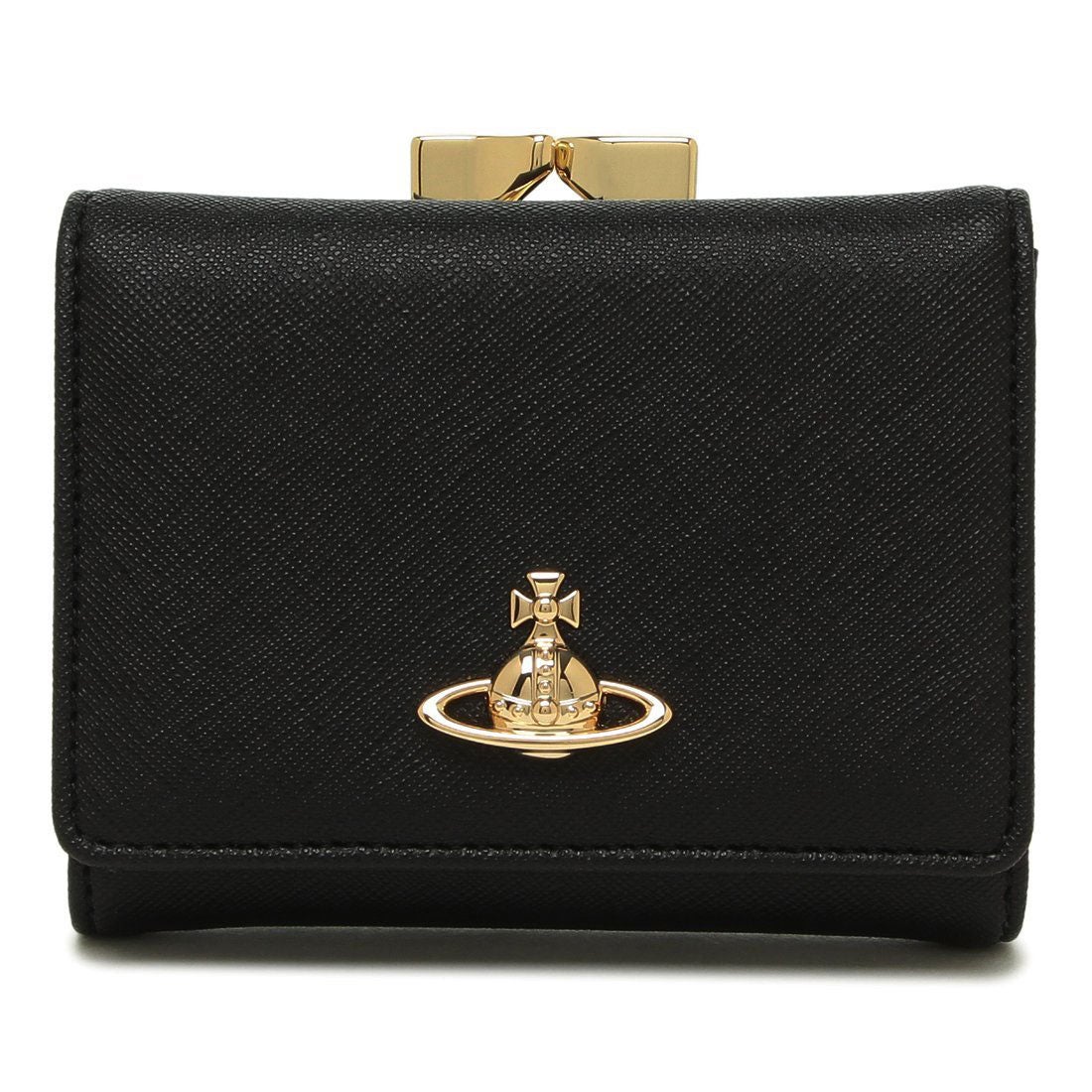 ヴィヴィアンウエストウッド がま口 極美品 三つ折り財布 金オーブ 黒