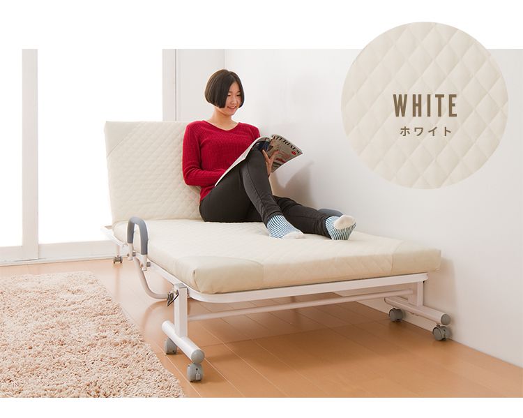 折りたたみベッド シングル キャスター付き マットレス付き 14段階