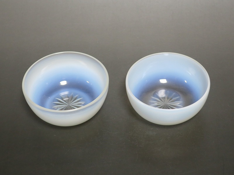 仙遊洞 乳白ぼかし オパールセントガラス 小鉢2客
