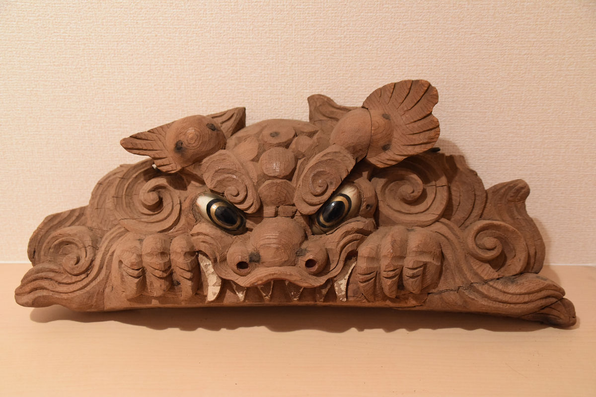 新品 だんじり 地車 鬼板 獅子噛 彫刻 彫物 ストラップ 欅