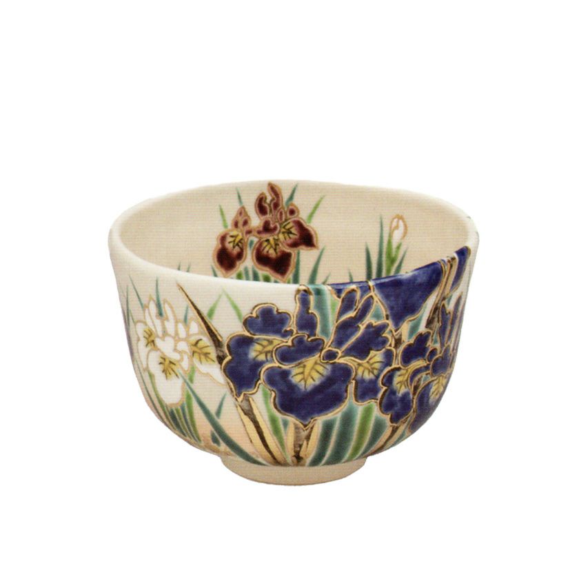 茶道具 抹茶茶碗（まっちゃちゃわん） 京焼 色絵 杜若 茶碗 田中 方円