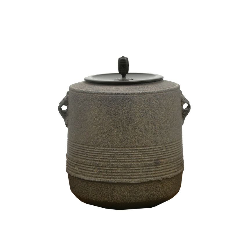 茶道具釜利休好阿弥陀堂釜本歌与次郎写菊池正道造共箱栞S17ADK