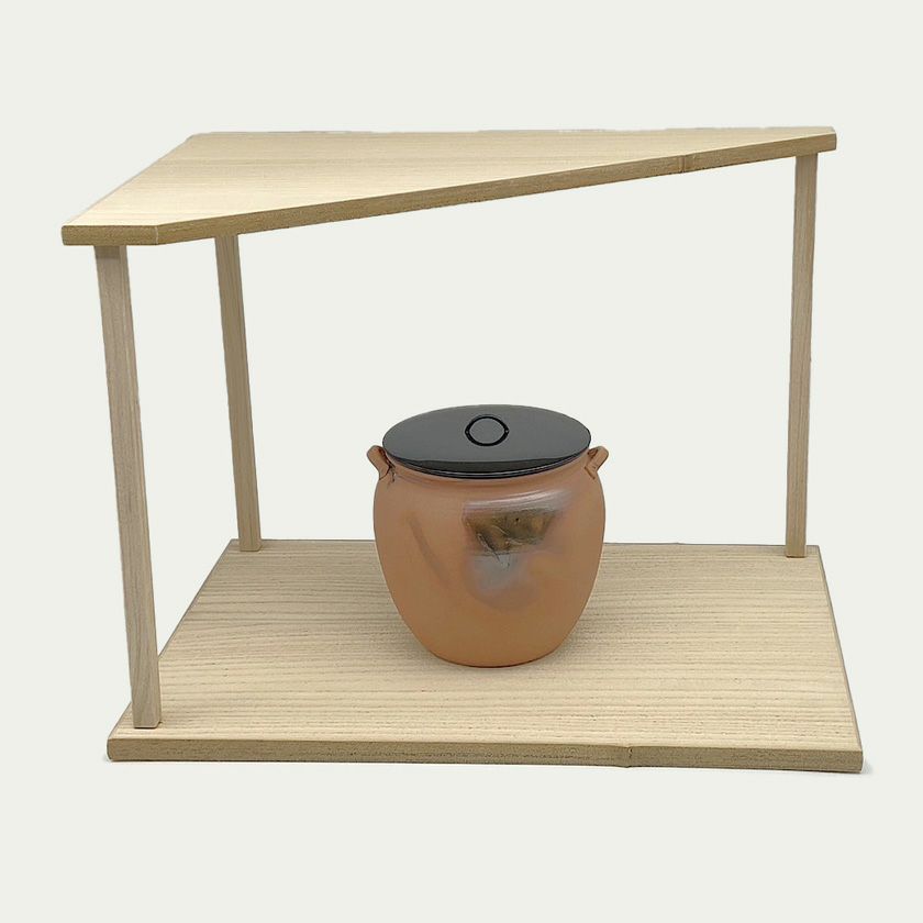 茶道具 棚（たな） 山里棚 桐木地 竹張砂摺 利休好写 小林 幸斎 ※画像