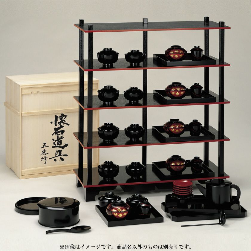 利休好 輪島塗 懐石道具 セット 5客 漆塗り 共箱付 茶道具 懐石道具