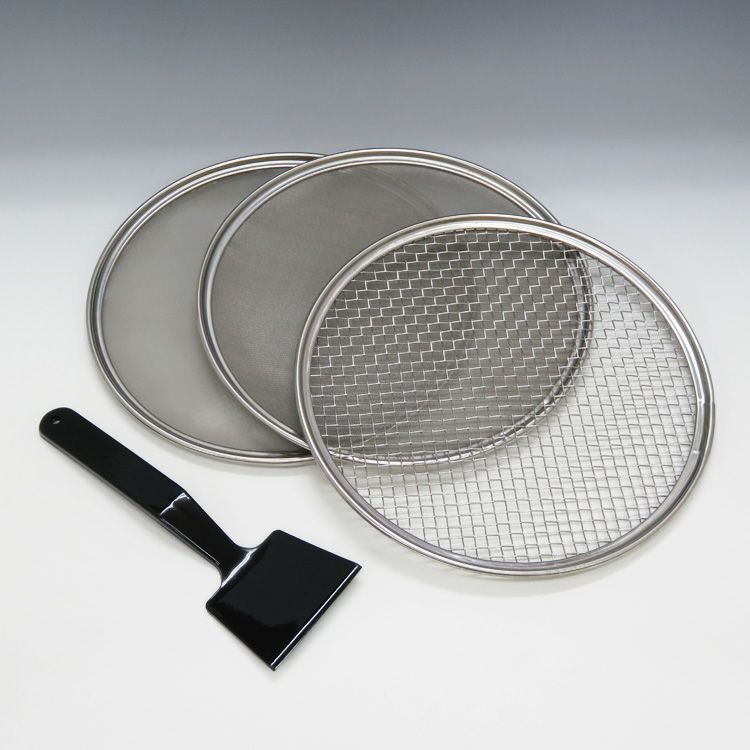 茶道具 六方式灰篩 ステンレス製 3点セット(荒目・中目・細目) 茶道具
