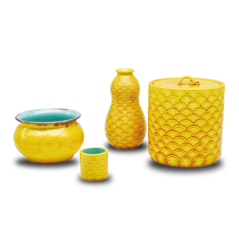 茶道具 皆具（かいぐ） 皆具 交趾 青海波 横石嘉助