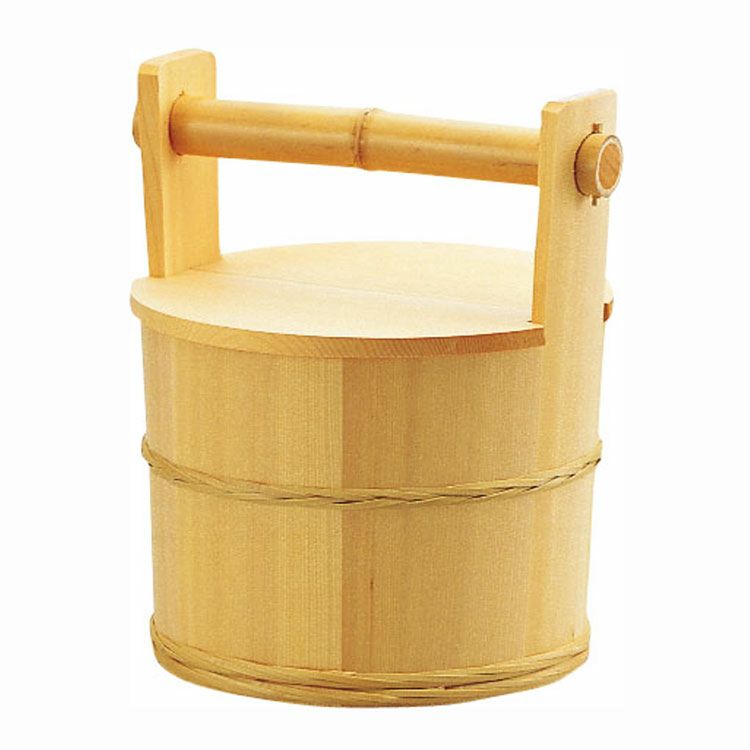 ほぼ未使用 茶道具 水張桶 手桶水指 木地 割蓋付き 水屋道具 茶事 木