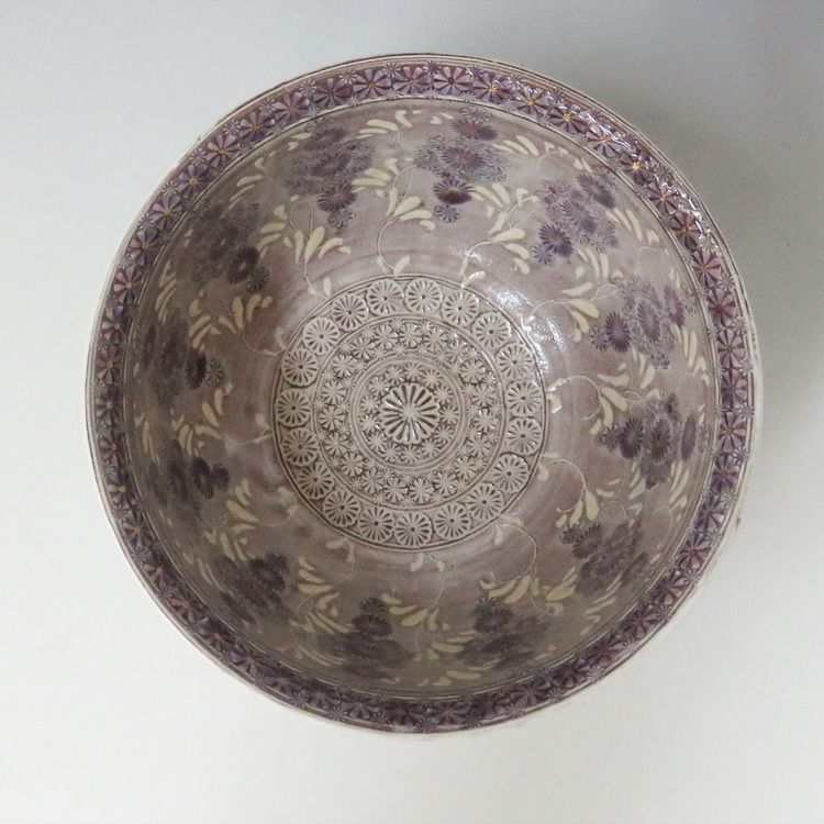 茶道具 抹茶茶碗（まっちゃちゃわん） 紫彩華紋茶碗 森里 陶楽