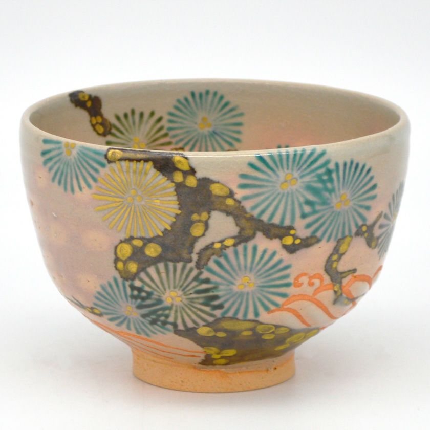 茶道具 乾山 金銀松茶碗 【公式通販】 茶道具 乾山金銀松茶碗