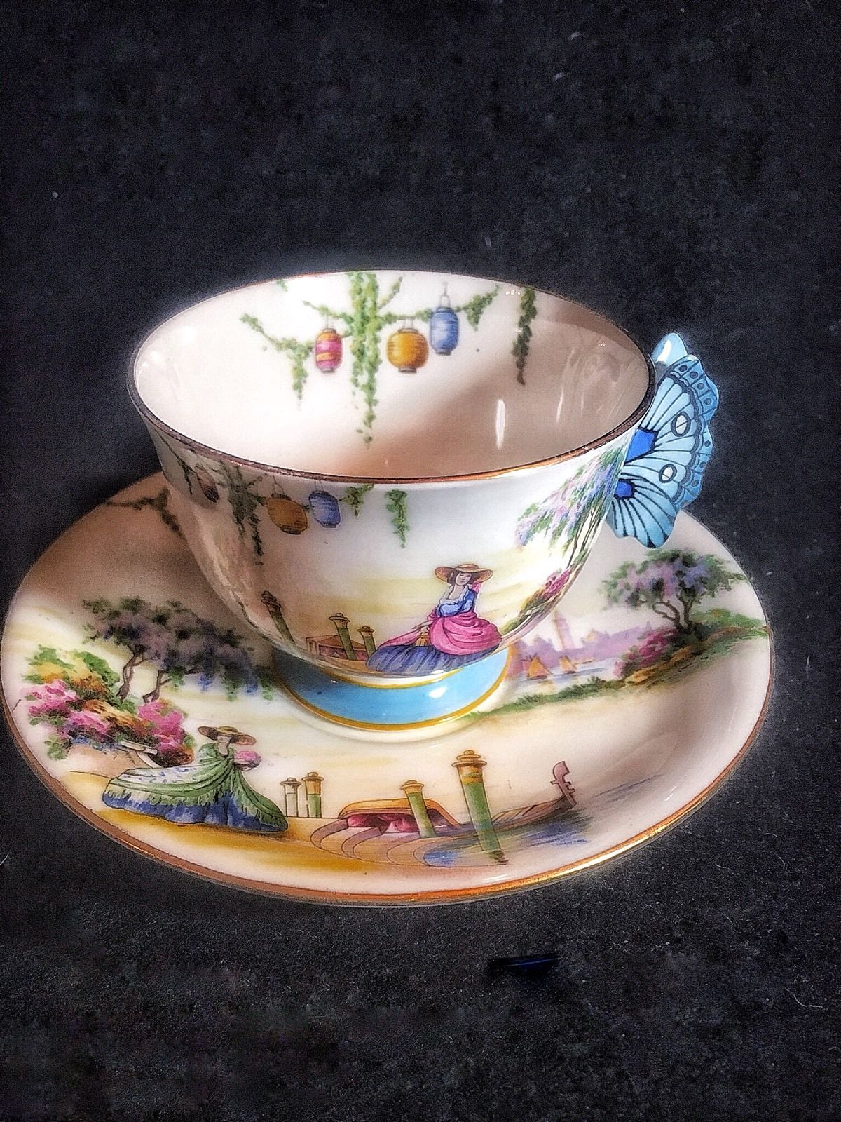 レア 美麗 ダービー イギリス アンティーク カップ&ソーサー ハンド