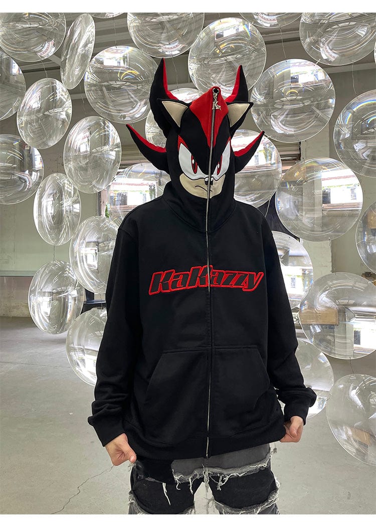 Shadow the Hedgehog Full Zip Hoodie | Dark Anime Cosplay Hoodie