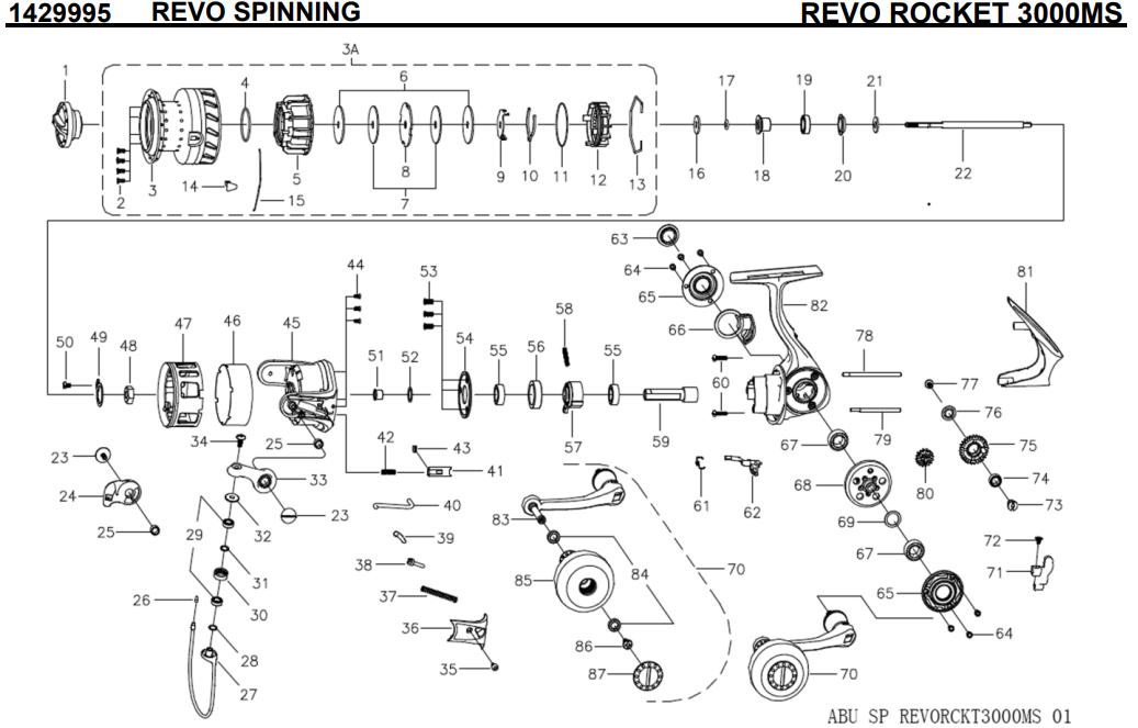 1429995 Revo ROCKET 3000MS | PureFishing Japan 製品リールパーツリスト