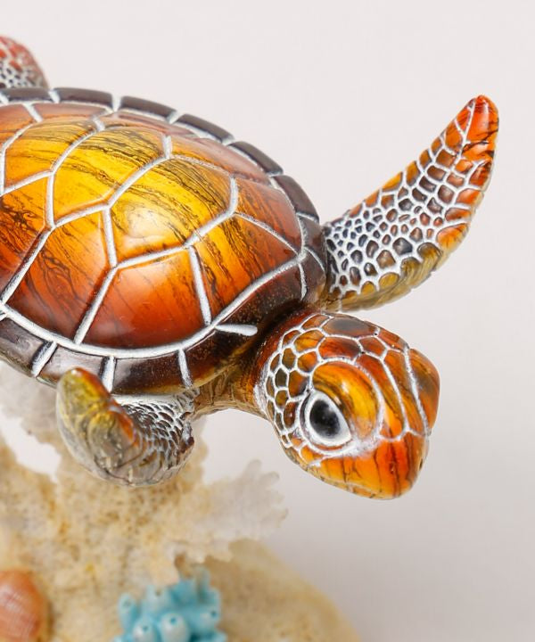 ウミガメのフィギュア 揺れる人形 ハワイアンホヌ 幸運を呼ぶ亀