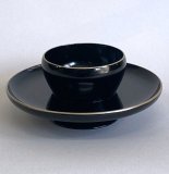 茶道具】淡々斎好写 叩黒塗 内朱 天目台