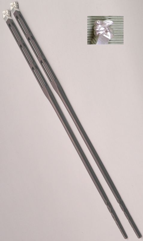 南鐐飾火箸、桐の実頭、木村清雲作、うち3番 南鐐飾火箸、桐の実頭