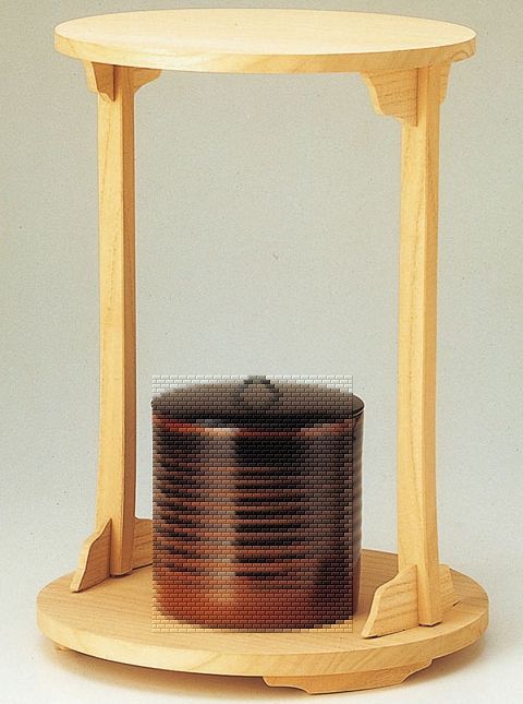 ほぼ未使用 茶道具 利休好写し 桐 丸卓 組み立式 元箱 ほぼ未使用