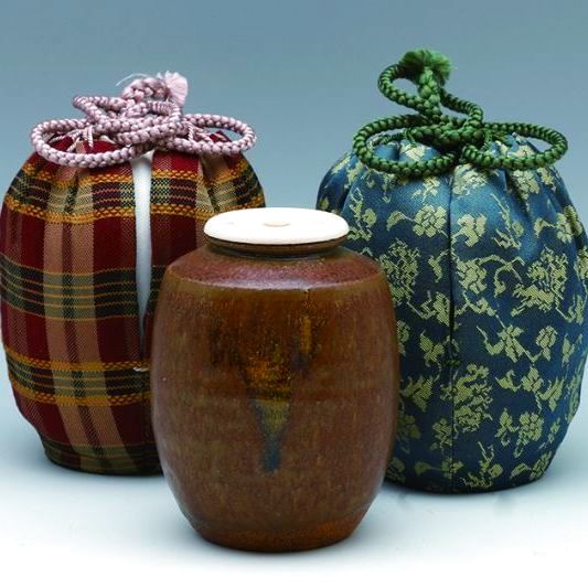 茶道具 京焼 平安 森岡嘉祥造 瀬戸 大海茶入 仕覆付 共箱 V 6959