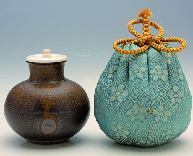 茶道具】龍喜窯 大名物 利休丸壺写茶入 （共箱）○ 茶道具】龍