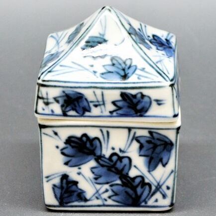 最安値、香合 染付隅田川 髙野昭阿弥作 最安値、香合 染付隅田川 髙野