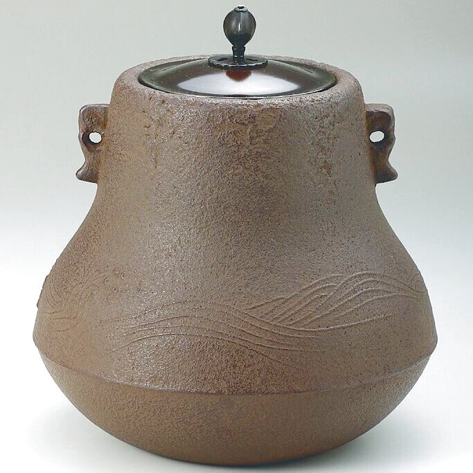 骨董品茶道具肩衝釜蓋つまみ装飾豪華￼ 昭和36年以前の品共箱S80KK