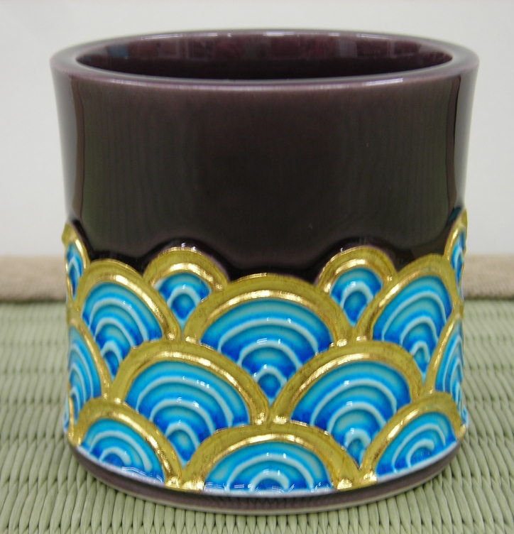 通販販売【茶道具】 蓋置 紫交趾 青海波 *中村翠嵐*[hok10037]茶道道具