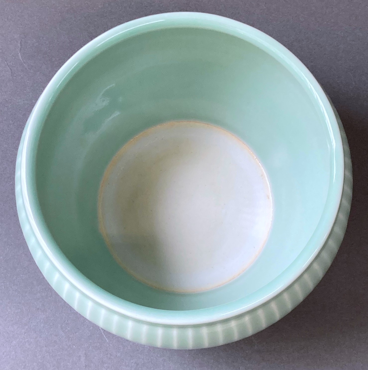 茶道具】平戸青磁 縞 建水 *横石嘉助*