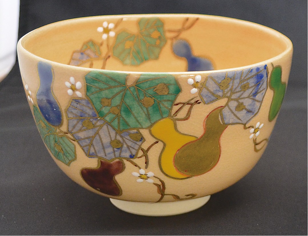 茶道具】色絵 六瓢図 茶碗 *鈴木一点*