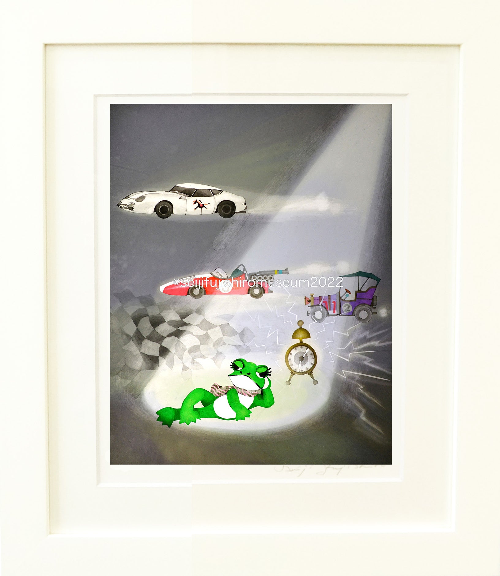 藤城清治ケロヨン直筆カラーペン画