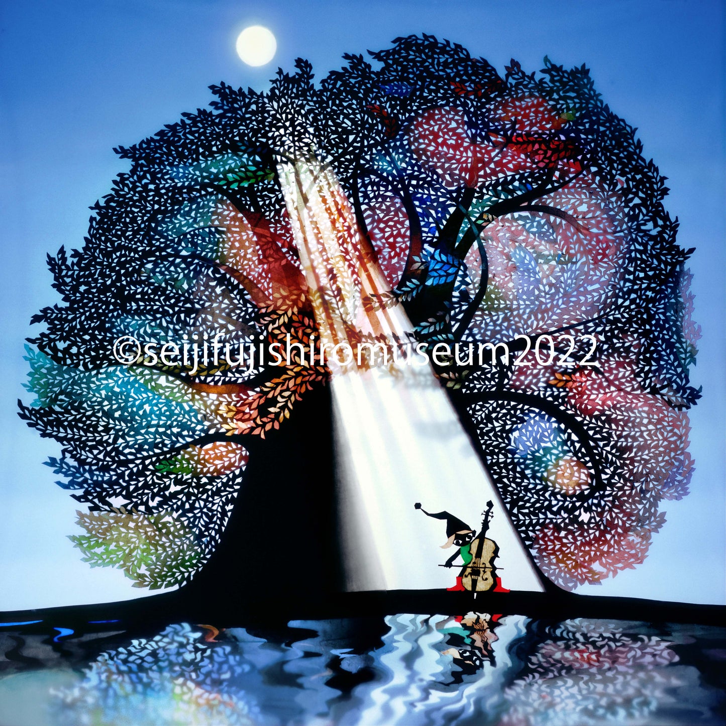 真作□藤城清治 四季のメルヘン 秋 月光の響□版画 絵画 レフグラフ