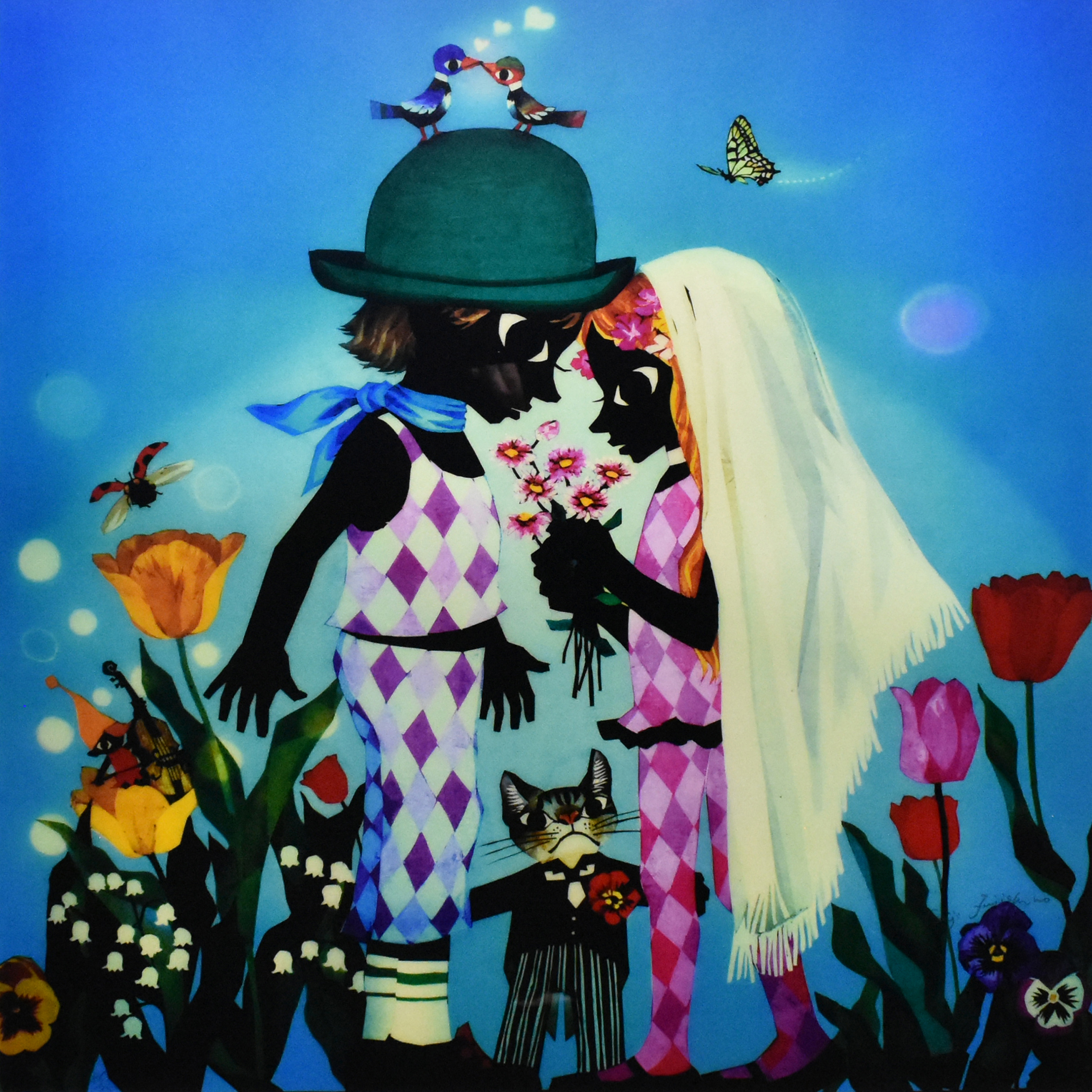 藤城清治先生 版画 朝顔 夏蝉 Gallery Gen-so-ka 藤城清治『あじさいと