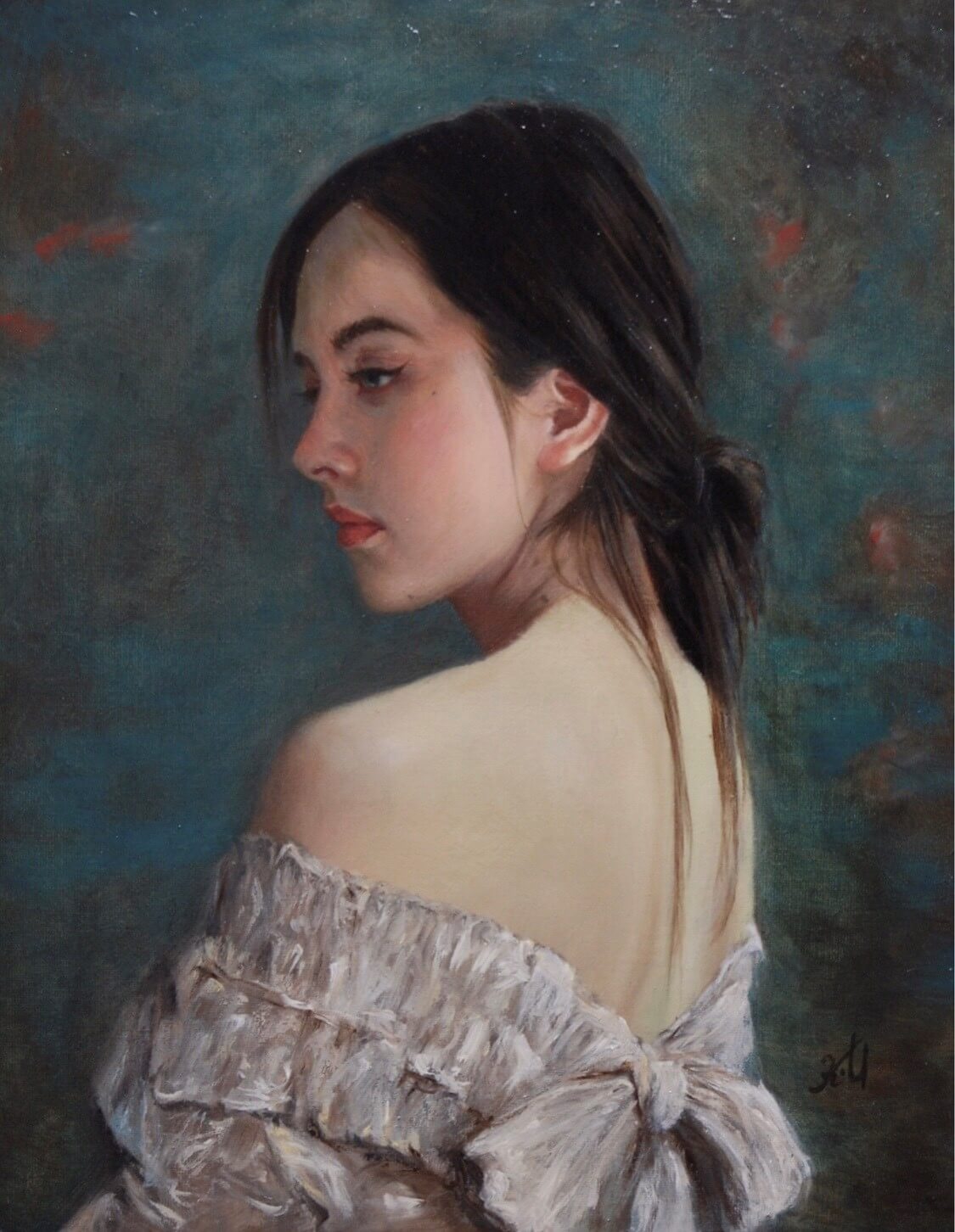 梅澤恭介 油彩 油絵 猫 アメリカンショートヘア アメショ 絵画 梅澤