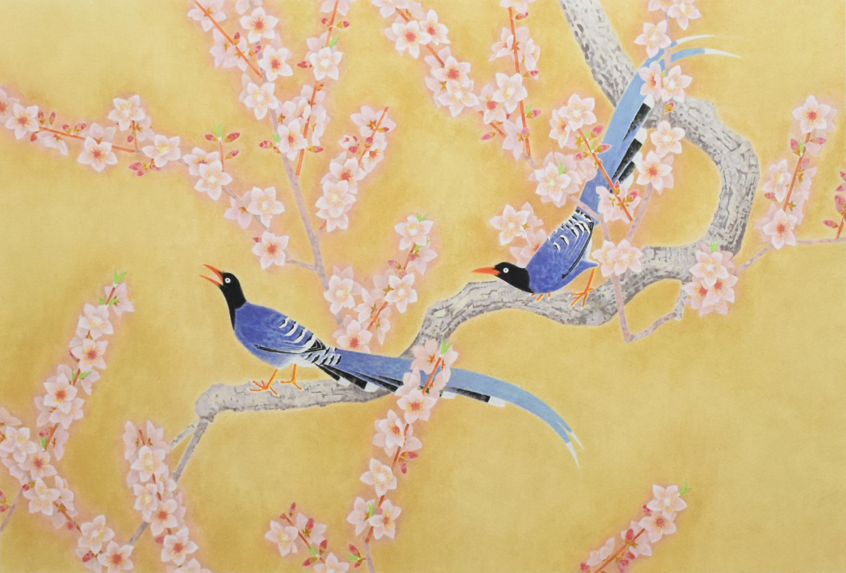 日本画巨匠☆上村松篁【樹下幽禽】傑作複製限定絵画 上村松篁「樹下幽