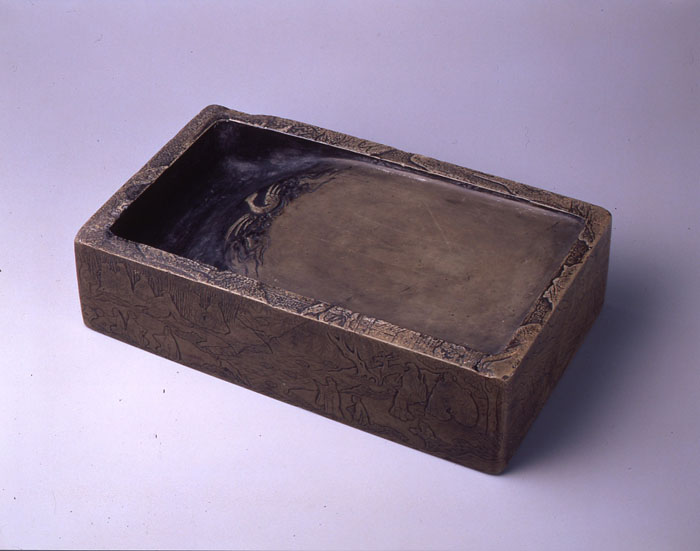 硯2点まとめて 古い 文房具 硯 二面 筆 三本 まとめて(ZE538)