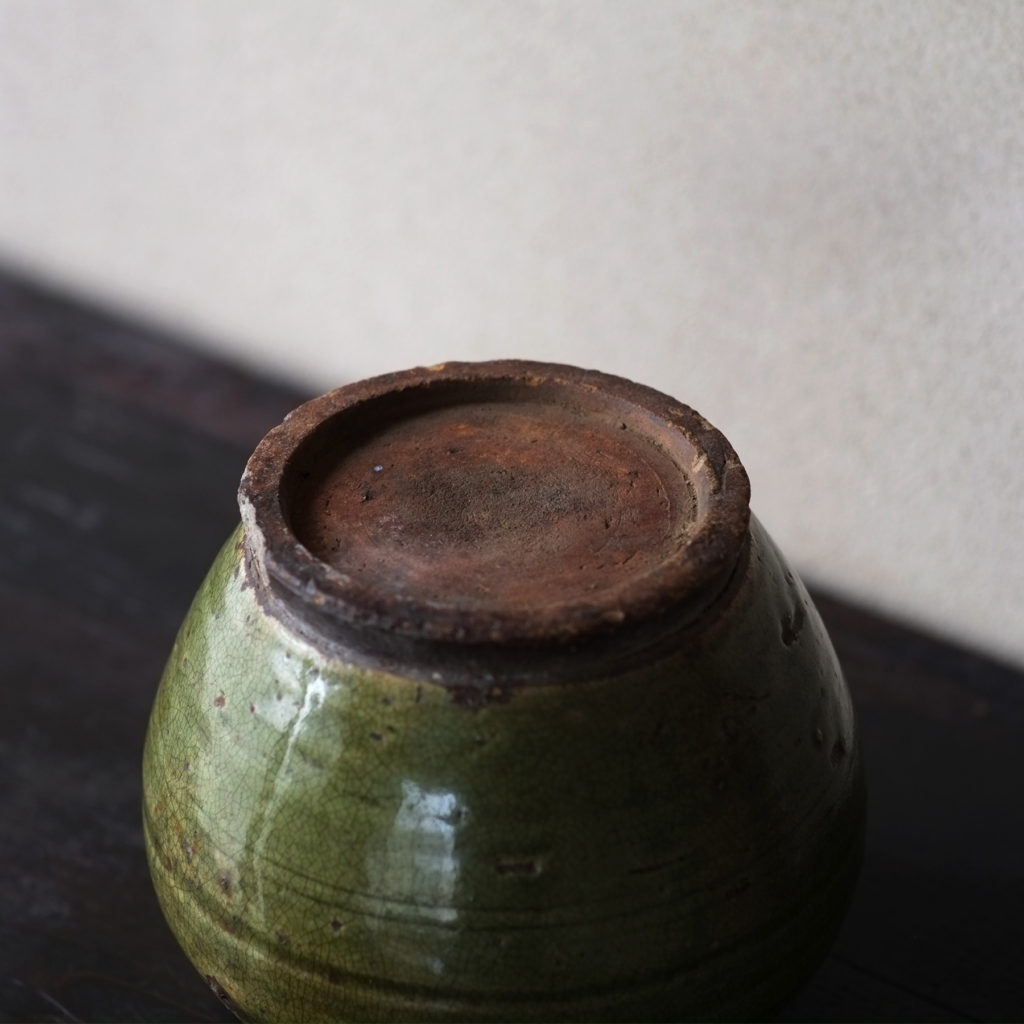 呂宋織部 灰釉印花文 半筒 茶碗 茶道具 古美術 古道具 アンティーク